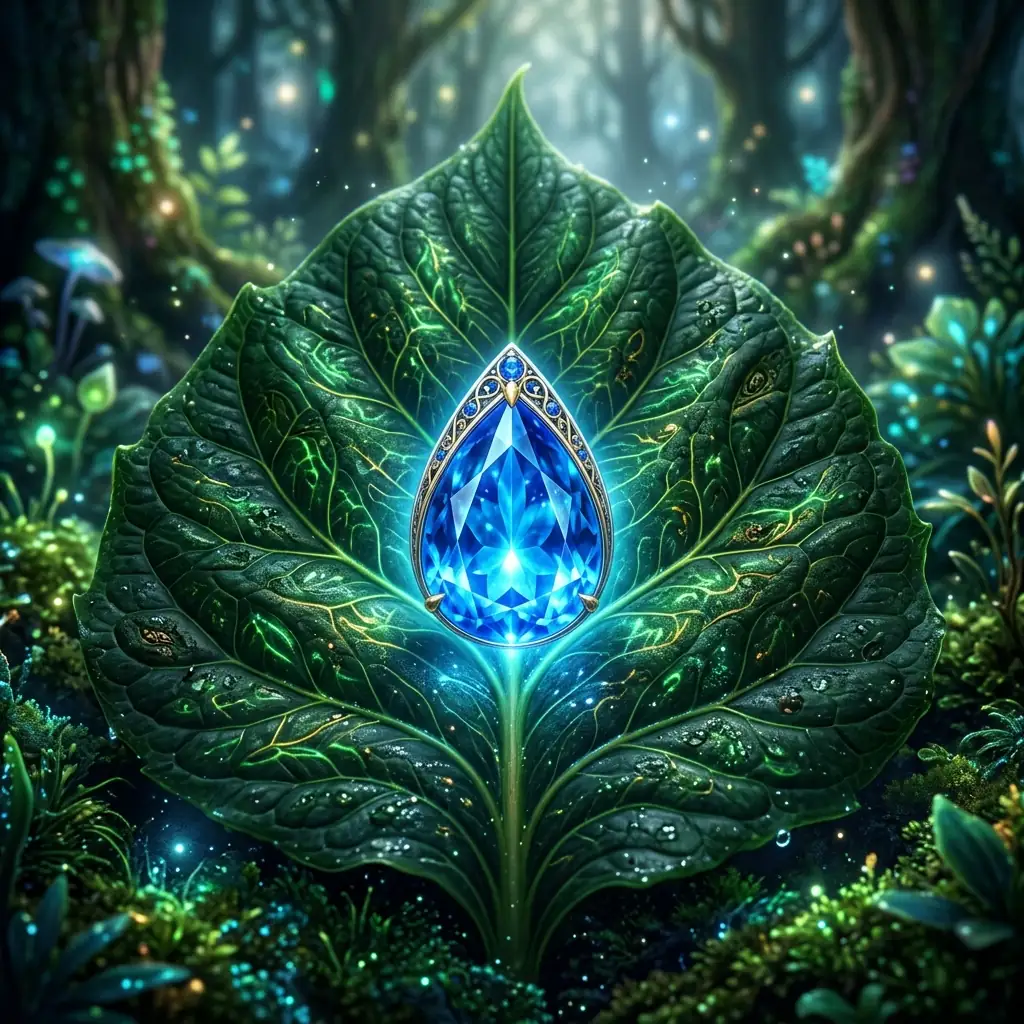 Glowing Lumina Drop on Leaf